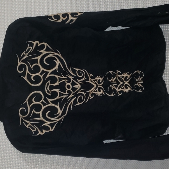 Lili Lalande Black Button Up Long Sleeve Embroidered Shirt Size- 42 - Picture 6 of 10
